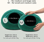 MEOWFIA Cat Cave – Premium Felt Cat Bed for Indoor Cats, Handmade Merino Wool (Emerald, Large)