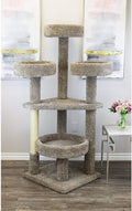 Maykoosh Artisanal Abode Modern Marvel Multi Level Tree, Floor Mountable, Carpet Material for All Cat Breeds, Climbing Pets - 26" L x 24" W x 46" H Neutral