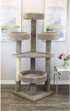Maykoosh Artisanal Abode Modern Marvel Multi Level Tree, Floor Mountable, Carpet Material for All Cat Breeds, Climbing Pets - 26" L x 24" W x 46" H Neutral