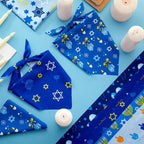 Abbylike 50 Pcs Hanukkah Dog Bandanas Bulk Blue Bandanas for Dogs Triangle Kerchief Bibs Scarf Set for Pet Hanukkah Costume Photo Props Accessories Pet Shops, 25 Styles (25.6 x 17.7 x 17.7)