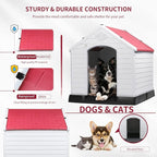 OFIKA Large Dog House Outdoor Indoor,Insulated Plastic Dog House for Small Medium Large Dogs,Durable Waterproof Dog House with Air Vents and Elevated Floor, Ventilate & Easy Clean, Assemble