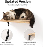 FUKUMARU Cat Wall Shelves, 17 x 10 Inch Cat Walls Furniture with Sisal Mat, Solid Rubber Wood Floating Shelf with Upgraded Installation, Kitten Wall Tree for Sleeping, Playing and Scratching