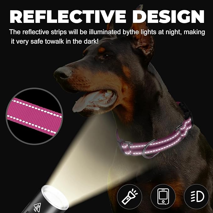 Martingale Collar for Dogs,Reflective Martingale Dog Collars with Quick Release Buckle,Adjustable Nylon No Pull Dog Collar for Walking Training (Red, Extra Large)
