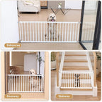 10''-15.8'' Height Adjustable Dog Gate, Extra Wide 18.1"-46" All Metal Short Dog Gate to Step Over, Pressure Mount Small Pet Puppy Gate for Stairs & Doorways(White)