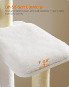 Feandrea Cat Tree, 65-Inch Modern Cat Tower for Indoor Cats, Multi-Level Cat Condo with 5 Scratching Posts, Perch, Washable Removable Cushions, Cat Furniture, Cloud White UPCT166W01
