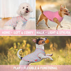 KYEESE 2Pack Dog Shirt, Soft Striped Dogs T Shirts, Lightweight Pet Tank Top, Sleeveless Dog Shirt for Small Dogs, Stretchy Comfortable Pet Vest, Pink, XL