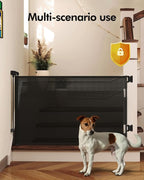 Retractable Baby Gates, Mesh Dog Gate for Doorways, 33.6" Tall, Expands to 71" Wide,Pet Safety Essential Fit for Baseboards, Wide Toddlers Gates for Hallways, Indoor & Outdoor,Black