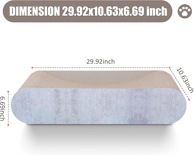 FluffyDream 2 in 1 Cat Scratcher Cardboard Lounge Bed, Cat Scratching Post, Durable Board Pads Prevents Furniture Damage,Large (Reversible Grey)
