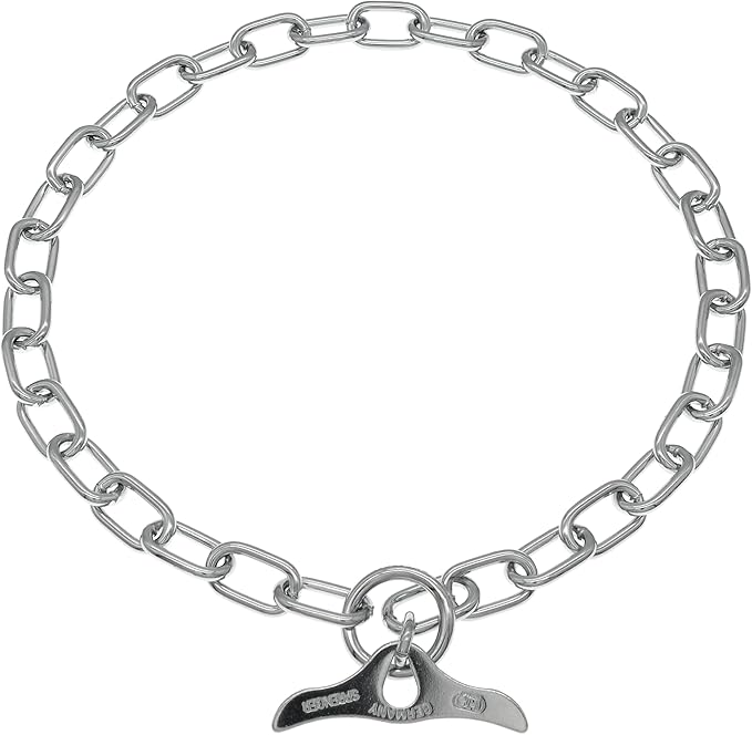 Herm Sprenger Chrome Plated Steel Fur Saver Dog Collar with Medium Links and Toggle Closure Professional Training Collar for Small Medium Large Dogs Correction Slip Chain Made in Germany (22in (55cm))