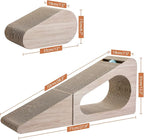 PAWZ Road Cat Scratcher, Triangle Cardboard Cat Scratcher 28.3” Large Scratch Pad 2 in 1 Cat Tunnel Scratcher with Interactive Toy Balls for Indoor Cats