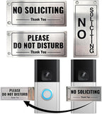 Metal Doorbell Cover No Soliciting Sign for House，Universal Fitting Doorbell Cover That Rotates From NO SOLICITING to DO NOT DISTURB,Flipable No Solicitors Sign for Ring Doorbell, Horizontal & Vertical Mode, Easy Installation，The Gift for Home Offices ...