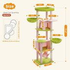 Flower Cat Tree for Large Indoor Cats, 71.2-Inch Tall Multi-Level Cat Tower with Scratching Posts, 3 Soft Hammocks, 2 Large Condos, Super Big Perch & Pompoms for Multi-Cat Households, Pink