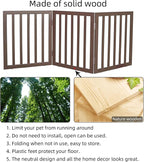 ZJSF Freestanding Indoor Dog Gate for House Foldable Wood Brown Puppy Gate for Doorways Pet Gate for Stairs Extra Wide Pet Fence 24" Height 3 Panels