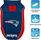 NFL New England Patriots Puffer Vest for Dogs & Cats, Size Medium. Warm, Cozy, and Waterproof Dog Coat, for Small and Large Dogs/Cats. Best NFL Licensed PET Warming Sports Jacket