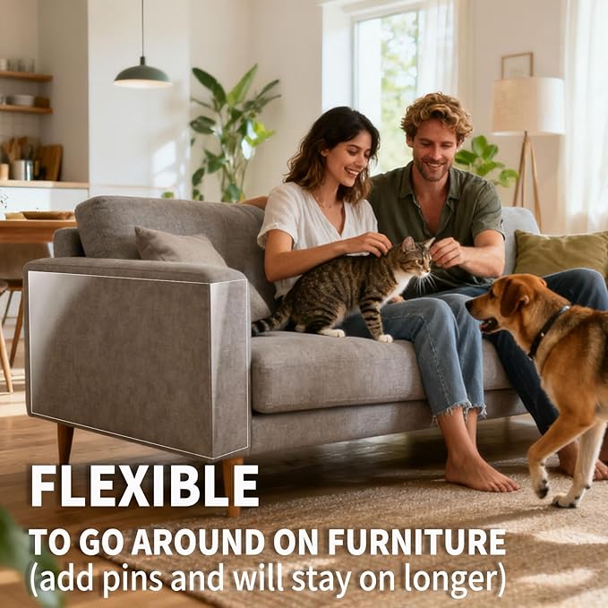 KEYIDE Clear Couch Protector from Cat Claws, 120"x12" Thick Self-Adhesive Furniture Guard from Cats Scratching for Sofa, Door, Chair & Table Leg
