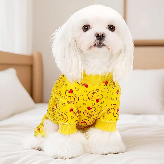 Paiaite Dog Pajamas Onesie: Comfortable Four-Legged Apparel for Small, Medium, & Large Dogs, Polyester Material for Comfort, Wrinkle Resistance, Moisture Wicking, Stretchiness Rotating Duck XL