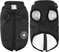 Aiboria Dog Coat for Winter Waterproof Dogs Jackets Windproof Fleece Dog Vest Harness Winter Warm Padded Pet Black 3XL