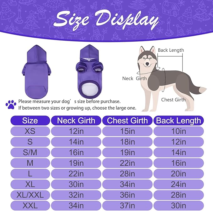 KOOLTAIL Dog Hoodie for Large Medium Small Dogs,Soft and Warm Pet Sweater with Leash Hole and Pocket Boy Girl,Puppy Fall Winter Jacket Clothes,French Pitbull Cold Weather Coat Sweatshirt,Purple SM