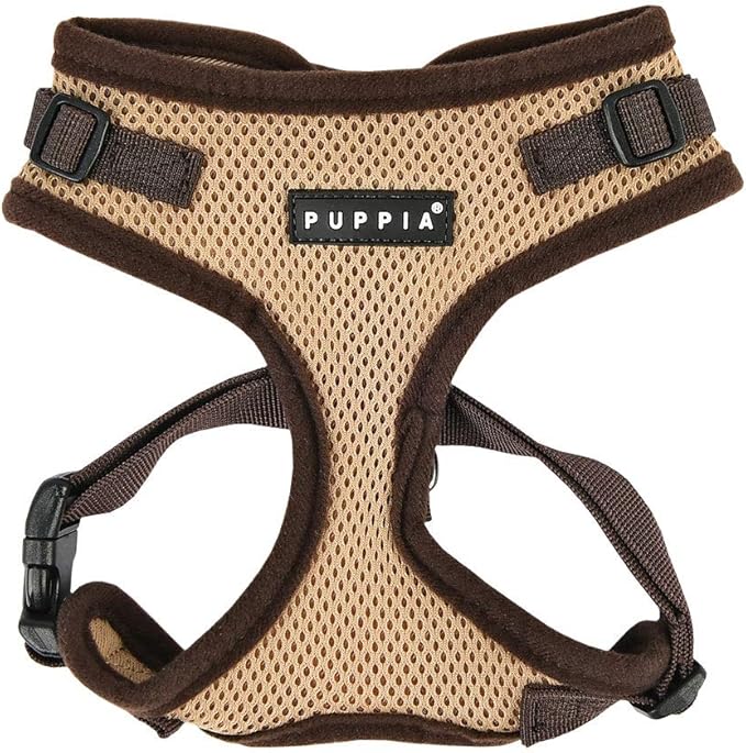 Puppia Authentic RiteFit Harness with Adjustable Neck, Medium, Beige