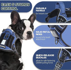 BUMBIN Tactical Dog Harness for Large Dogs No Pull, Famous TIK Tok No Pull Puppy Harness, Fit Smart Reflective Pet Walking Harness for Training, Adjustable Dog Vest Harness with Handle Denim Blue L