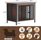 EasyCom Dog Crate Furniture for 1 or 2 Dogs, Heavy Duty Single/Double Dog Crates for Small/Medium/Large Dogs, Dog Kennel Furniture Indoor as TV Stand, Medium Size 31.5" L(20-35 Pounds), Oak Grey