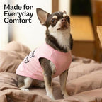 Parisian Pet Dog Shirt - 100% Cotton Shirts for Small Dogs - Pink Sleeveless Girl Pet Clothes - Lightweight Pet T Shirts - Breathable Puppy Clothes - Stretchy I Love My Mommy Dog Apparel