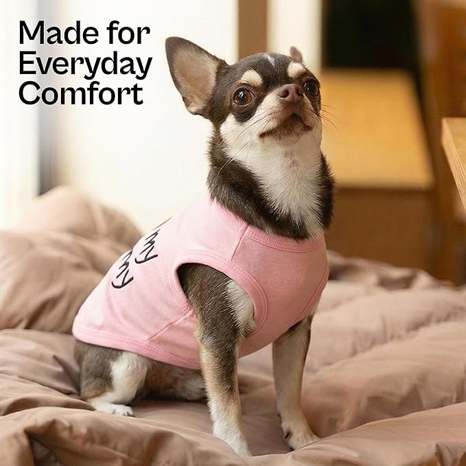 Parisian Pet Dog Shirt - 100% Cotton Shirts for Large Dogs - Pink Sleeveless Girl Pet Clothes - Lightweight Pet T Shirts - Breathable Puppy Clothes - Stretchy I Love My Mommy Dog Apparel