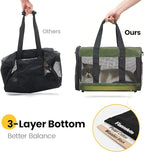 Cat Carrier Airline Approved, Soft-Sided Dog Carrier with Inner Safety Leash, Pet Transport Carrier for Small-Medium Cats Puppies up to 15 Lbs, Collapsible Travel Kitten Carrier Bag -Green M