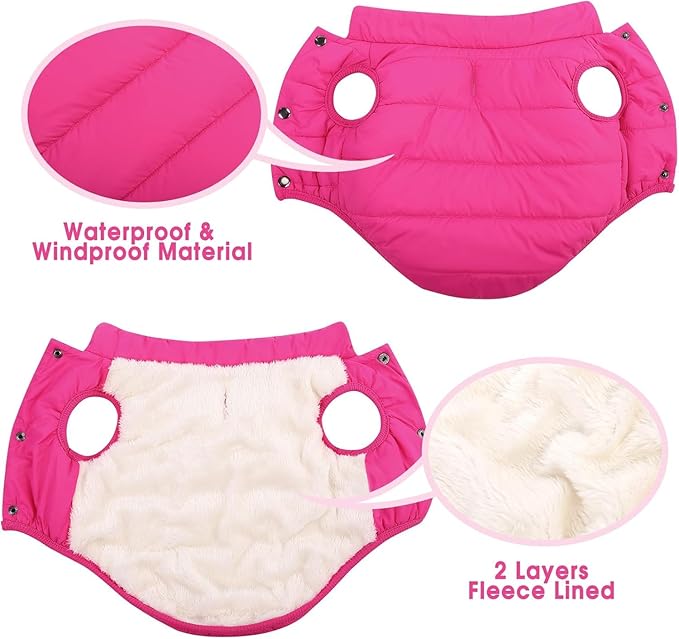 ASENKU Dog Winter Coat - Waterproof Windproof Dog Jacket, Warm Snowproof Doggie Puffer Vest for Cold Weather, Lightweight Snow Coats for Small Medium Large Dogs (Pink, M)