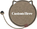 Personalized Cat Scratcher Mat, Customized with Name Text Natural Cotton Rope Round Horizontal Cat Scratching Pads with Ball Toy, Cat Furniture Protector for Wall, Couch, Carpets, Sofa (Chocalate)