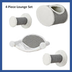 Trixie Wall Mounted Cat Lounge Set with Hammock & Condo – Climbing Shelves with Plush Condos & Sisal Steps – Wall-Mounted Cat Furniture for Scratching & Lounging – Gray, 18.75 x 11 x 11.25 in