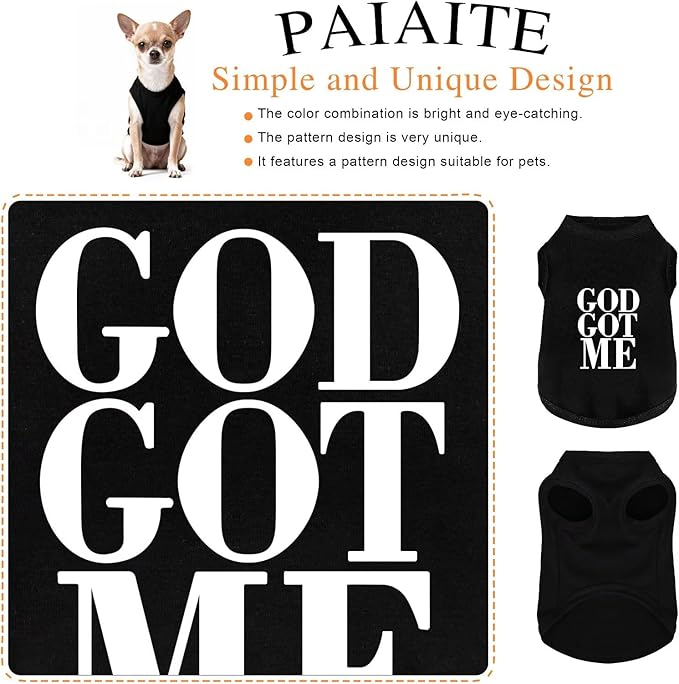 Discover Cozy Cotton Canine Wear: Breathable Soft, and Lightweight Dog Shirt Vest with Eye-Catching Graphics(GOD GOT ME), Keeping Your Furry Friend Warm and Comfy! Black XL
