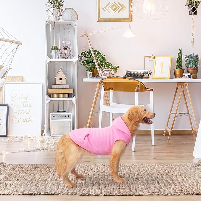 EXPAWLORER Dog Hoodie Fleece Sweater Vest, Hooded Dog Sweatshirt Fall Winter Pet Clothes with Leash Hole, Sleeveless Warm Cozy Puppy Clothing for Cat Small Medium Large Dogs Girl Boy, Pink XL