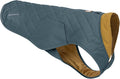Ruffwear, Stumptown Quilted Dog Jacket, Insulated Water-Resistant Winter Coat with Reflective Trim & Leash Portal, Easy On/Off Buckles, Durable 300D Ripstop Cold-Weather Layer, Orion Blue, X-Small