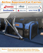PETUX Airline Approved Pet Carrier - 17x11x9.5 in, Underseat, Top & Side Entry, Soft Sided Cat Dog Carrier for Small Cat & Dog Up to 12 lbs with Breathable Anti-Scratch Mesh for Travel & Vet - Blue
