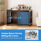 Petrova 47" Dog Crate Furniture with Name Tag, Heavy Duty Dog Kennel Indoor for Large/Medium Dogs, Wooden Dog Cage with Sliding Door, Decorate House as TV Stand, End Table, Rustic Brown