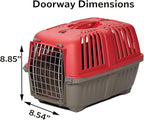 MidWest Homes for Pets Spree Travel Carrier – Hard-Sided Dog & Cat Carrier, Small Pet Travel Crate with Handle, Ventilated Design, Easy Assembly, 22-Inch, Red