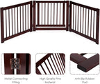 Giantex Freestanding Pet Gate with Door, 24inch 3 Panels Wooden Dog Gate with Walk Through Door, Foldable Pet Safety Puppy Fence Adjustable Pen for House Doorway Stairs