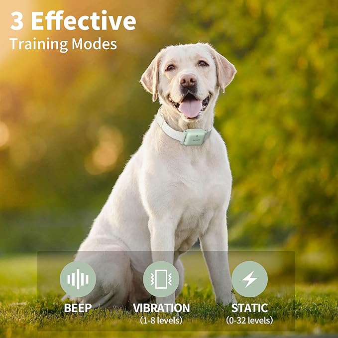 PATPET Dog Training Collar - IPX7 Waterproof Zap Collar for 8-100lbs Small Medium Large Dogs, 1800ft Rechargeable Dog Trainer, 3 Safe Modes, Green