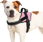 rabbitgoo Dog Harness for Large Dogs, No Pull No Choke Pet Vest, Easy Wearing with One Buckle, Reflective, Adjustable Pet Harness with Molle for Walking, Training, Pink, L
