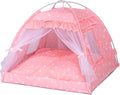 Cat Princess Indoor Tent House - Dog House Indoor/Outdoor Lace Mesh Breathable Windows Door Curtains Removable Portable Cave Nest Bed Bunny and Puppy (Pink, m)
