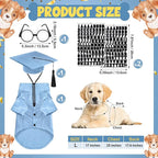5 Pcs Dog Graduation Costume Set Include 2026 Pet Graduation Gown with Stole Puppy Grad Cap Lensless Glasses DIY Letter Stickers for Dogs Cats Holiday Costume Accessory(Light Blue,L)