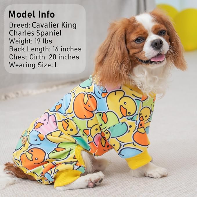 KYEESE Dog Pajamas Velvet Pet Coat Colorful Duck Pets Jammies Comfy Dog Clothes Stretchable Dogs Onesie Soft Pet Pjs Doggie Pajamas for Small Dogs Stretchy Doggie Costumes, Small