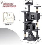 MoNiBloom 70 Inch Cat Tree Tower for Indoor Cats Large Adults, Tall Cat Tower with Scratching Post, Multi-Level Furniture Activity Center with Cat Condo Pet Play House, Smoky Grey