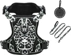 Petmolico Dog Harness for Small Dogs, Cute Harness Vest with Two Leash Clips and Soft Handle, Reflective Easy Walk Puppy Vest - Grey Leopard, Medium