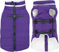 Mklhgty Large Dog Coat with Harness Built-in, Waterproof Reflective Fleece Lined - Warm Windproof Winter Jacket with Back Zipper, Cold Weather Snow Dog Coats - Purple - XL