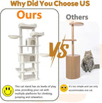 Anwick 68" Tall Cat Tree Tower with Scratching Posts, Cat House with Hammocks, Cat Condos for Indoor Cats, Removable Cushions, Multi-Level Cat Playground (Beige)