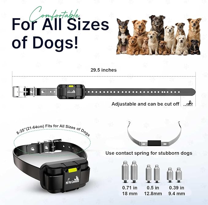 My Pet Command Long Range Dog Training Collar with Remote 1 Mile/5280 Ft Safe Static Vibrate, Tone, Flashing Beacon Lights, Rechargeable Waterproof Remote device, add up to 2 Collars. Xtra Collar only