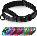 Martingale Collar for Dogs with Quick Release Buckle, Reflective Soft Padded & Escape Proof, Adjustable Nylon Dog Collars for Training & Daily Walking (Black,S)