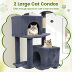 PETSITE Multi-Level Cat Tree, 75 Inches Tall with Sisal Scratching Posts, 2 Condos, Hammock, Dangling Balls, and Cozy Top Perch, Ideal for Indoor Cats to Play and Rest (Dark Grey)